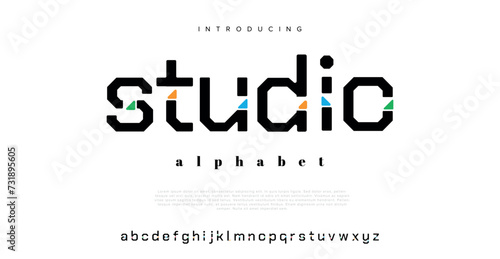 Studio Creative modern technology alphabet fonts. Abstract typography urban sport, techno , fashion, digital, future creative logo font. vector illustration