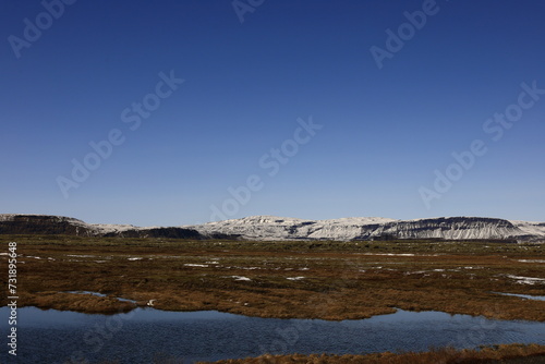 View on a mountain in the Su  urland region of Iceland