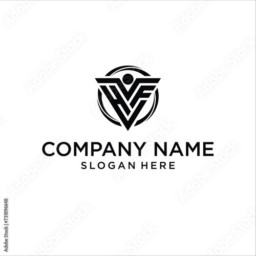 Free Download Letter HVF abstract people fitness triangle Logo,vector - GFXLoad