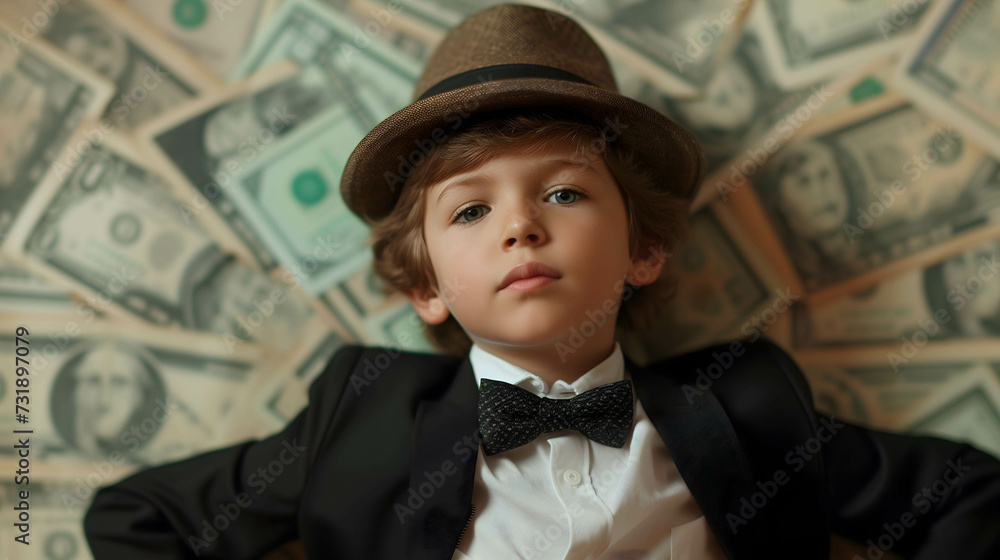 portrait of confident children businessman look rich and have the mindset of a successful person
