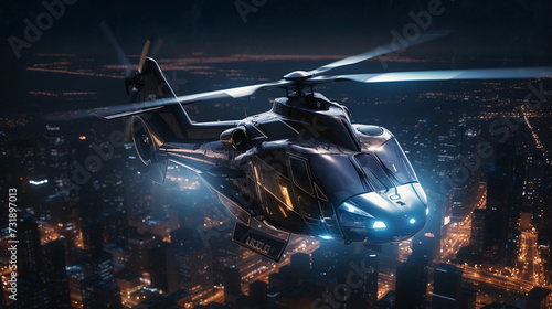 Futuristic Police Helicopter Patrol