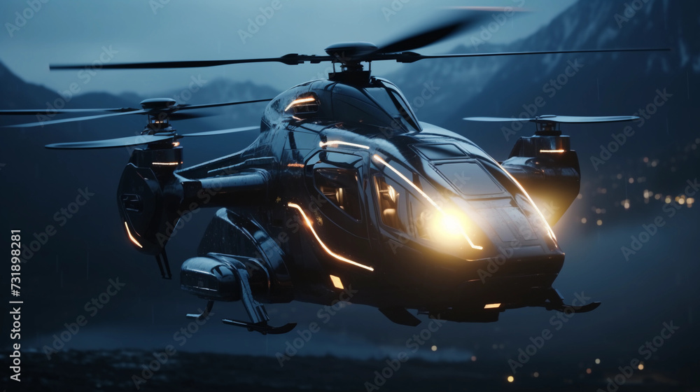 Futuristic Police Helicopter