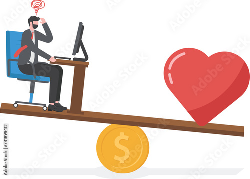 Work life balance, working lifestyle compromise with family or personal health, choice or balance between work stress and relaxation concept,

