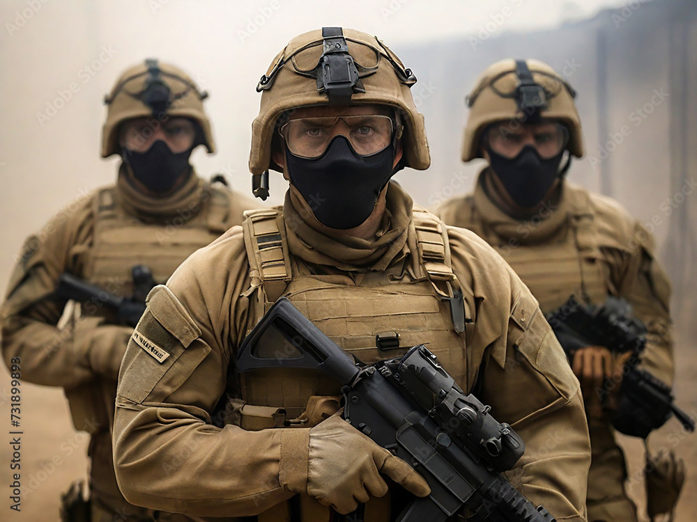 Soldiers ready and armed to start the war Soldiers ready and armed to start the war