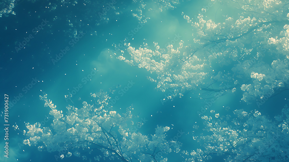 cherry blossom tree in the blue sky. Soft natural tones. Bright diffused light. cherry blossom tree in the blue sky. Soft natural tones. Bright diffused light.