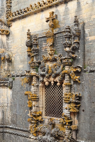 Manueline window of Tomar Monastery, Portugal