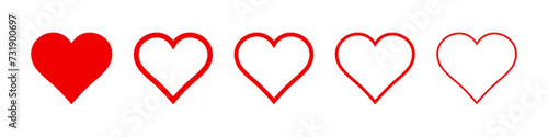Red heart icon set