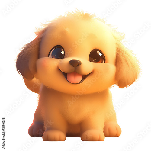 3D illustration of a Golden Retriever puppy