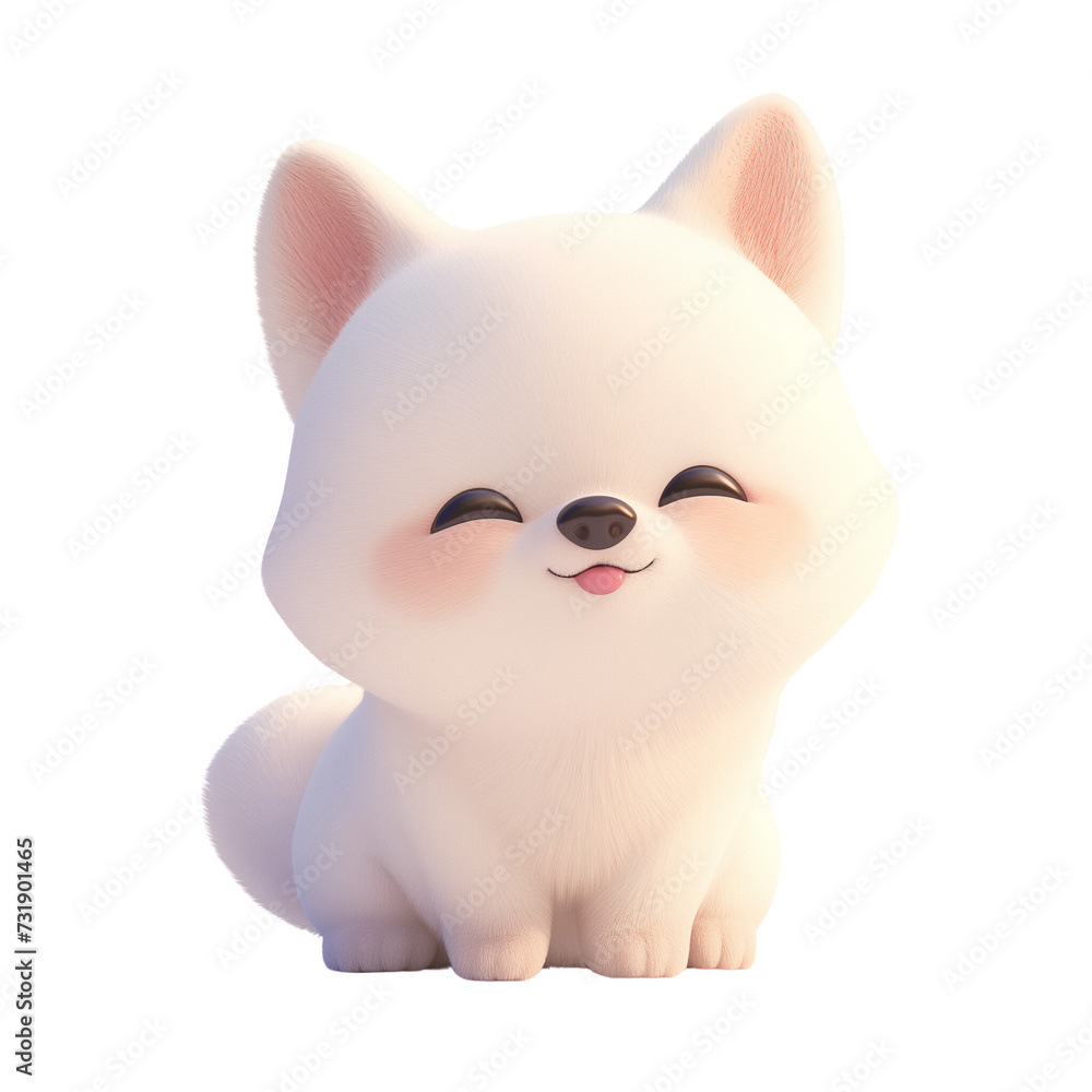 A cute and artistic 3D illustration of a white dog A cute and artistic 3D illustration of a white dog