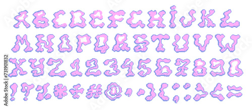 Pixel alphabet. Retro 8-bit video game letters. Vector.