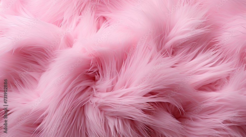 Vibrant bright pink fur texture background from a distance for design and decoration