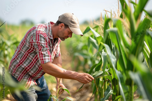 A farmer checks the maturity of corn on his crop or field