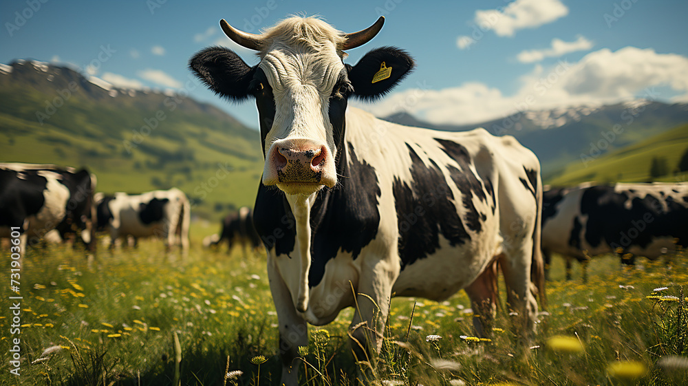 cow in the meadow wallpaper made with generative AI