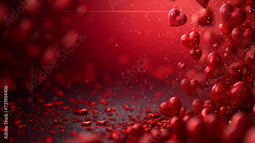 Romantic red heart shapes floating with bokeh effect for Valentine's celebration