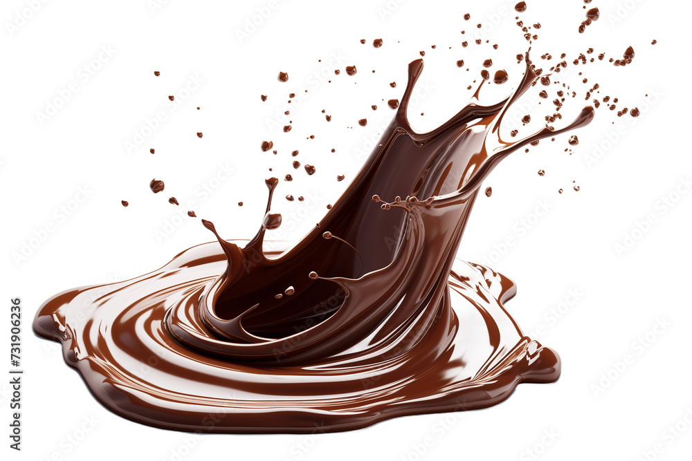 chocolate spread waves with splashes PNG file - obrazy, fototapety, plakaty 