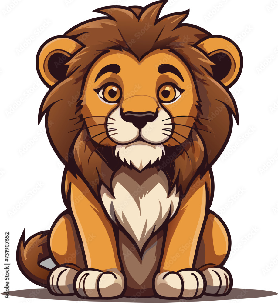 Obraz premium Cute lion cartoon isolated on white