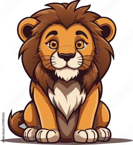 Cute lion cartoon isolated on white