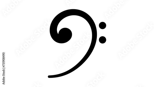 F clef sign, black isolated silhouette