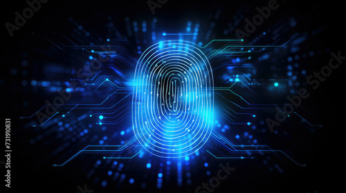 Innovation in identity verification: Futuristic biometric scanner guarantees electronic access with a touch. Modern security and privacy concept