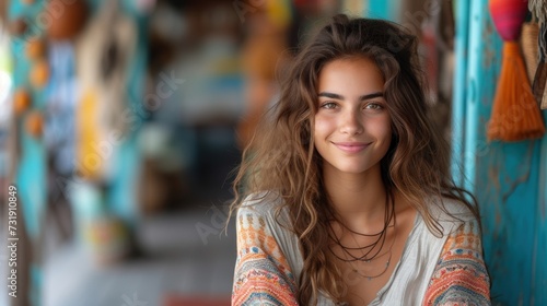 Wallpaper Mural Bohemian Style Woman with a Serene Smile Torontodigital.ca