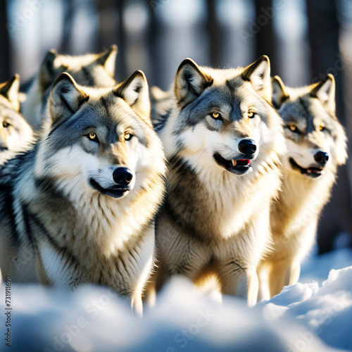wolf pack image with cool background