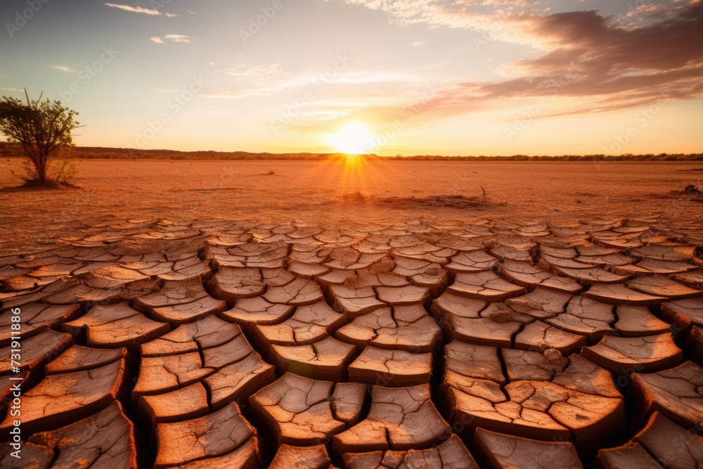 Cracked dry soil texture in desert landscape