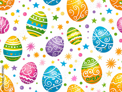 pattern pasquale con uova , coniglietti e fiori di Pasqua, ideale come carta da pacchi o carta da parati, sfondo per pasqua