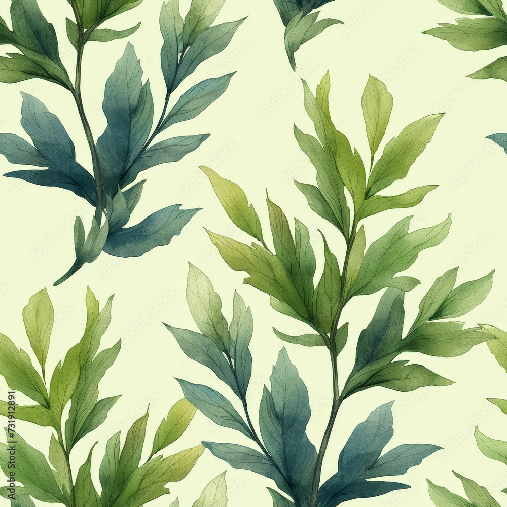  Seaweed Pattern Tile for seamless backgrounds and for filling surfaces, ai generated