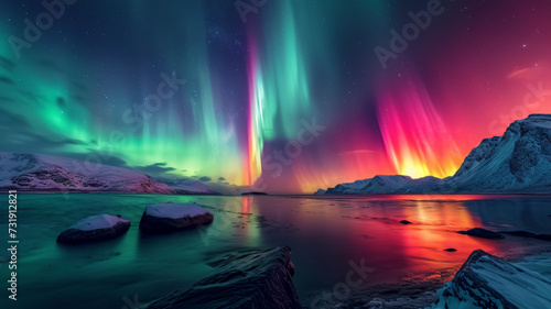 Northern Lights: Earth's polar skies become a canvas for celestial harmony as the Aurora Borealis dances in a mesmerising display of vibrant colours. © David