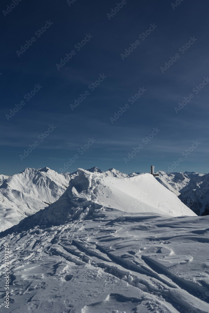 landscape from flecknerspitze in southtyrol during winter
