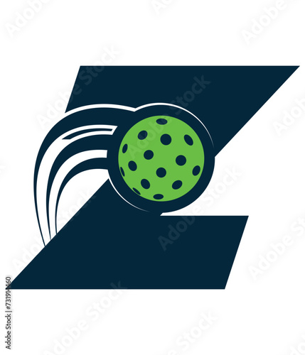 A beautiful flying pickleball logo vector over the letter Z. You can use it as club logo, banner design etc.