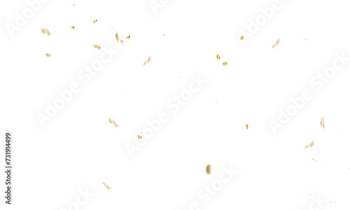 Doted and confetti golden glitter on transparent background. Shiny glittering dust. Gold glitter sparkle confetti that floats down falling