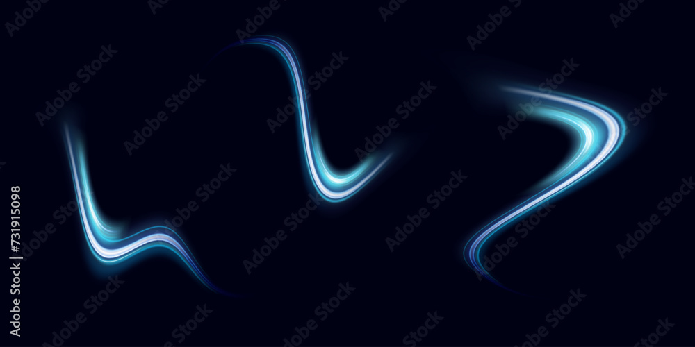 Blue glowing shiny lines effect vector background. Luminous white lines of speed. Light glowing effect. Light trail wave, fire path trace line and incandescence curve twirl Blue glowing shiny lines effect vector background. Luminous white lines of speed. Light glowing effect. Light trail wave, fire path trace line and incandescence curve twirl