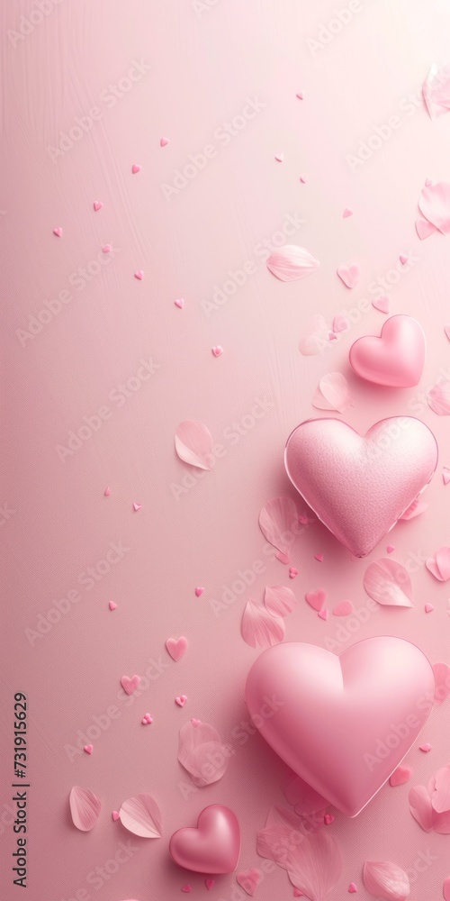  Valentine's Day greeting card with 3D hearts. 
