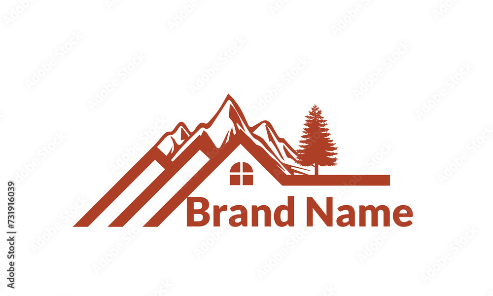 Pines Home Residence Logo Template. Vector illustration of pines tree that incorporate with house picture, it's good for real estate logo, it's try to symbolize residence or real estate.