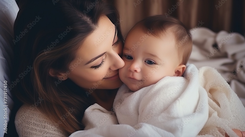 Maternal Affection: Young Woman Tenderly Hugs Little Son Maternal Affection: Young Woman Tenderly Hugs Little Son