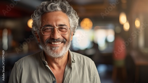 Middle-Aged Hispanic Man: Gray Hair, Beard, Glasses