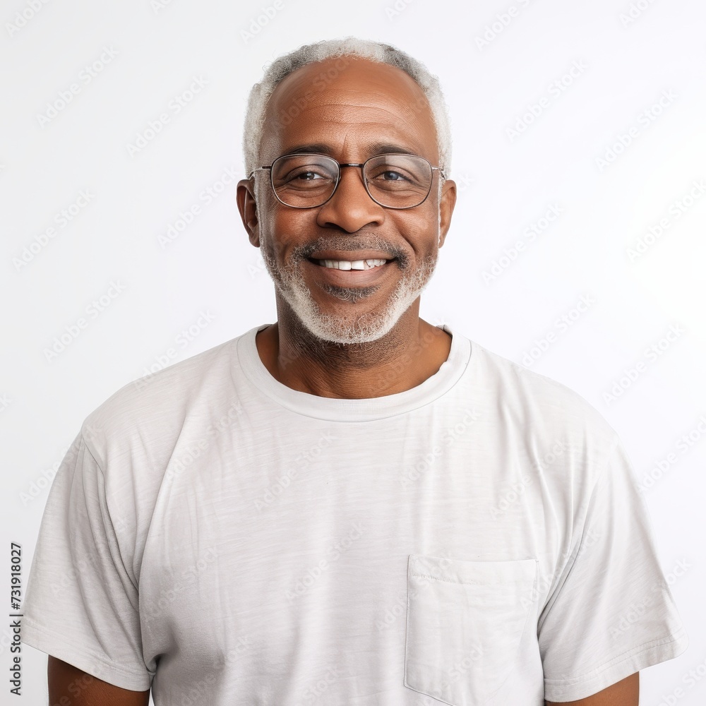 Portrait of a smiling senior African American man suitable for healthcare or lifestyle industry Portrait of a smiling senior African American man suitable for healthcare or lifestyle industry