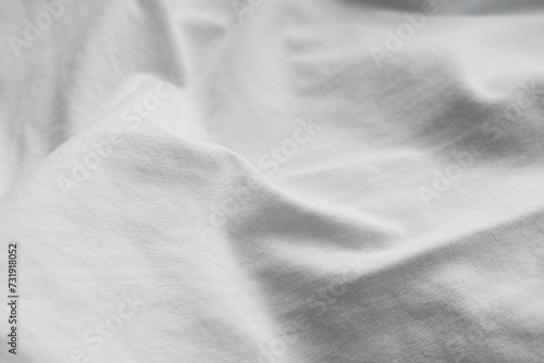 White Linen Material Background. Light Fabric Textile Pattern. Empty Bed Surface.