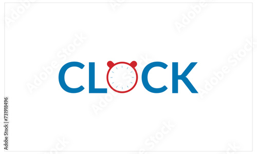 Fototapeta Naklejka Na Ścianę i Meble -  text clock logo vector illustration, creative latter O   clock logo.