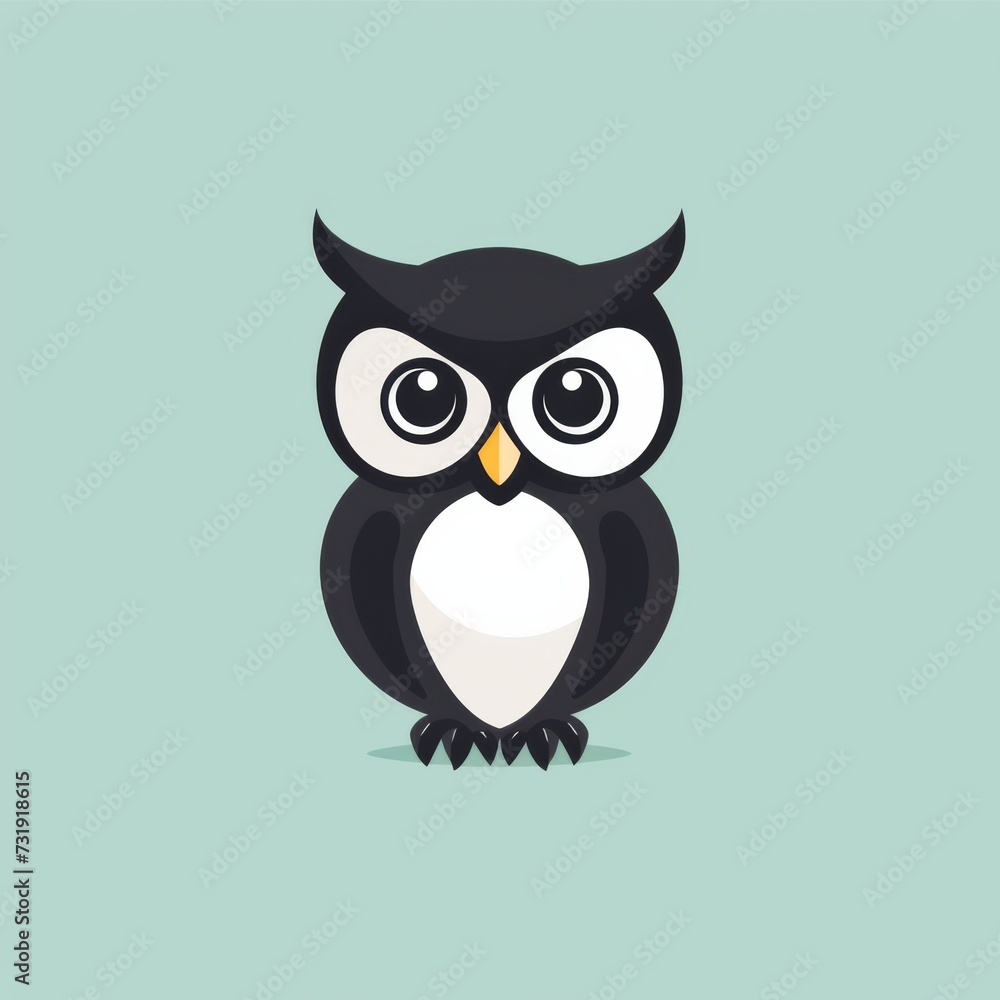 Fototapeta premium Black And White Owl Logo With A Sleek Modern And Minimalist Design. Concept Modern Owl Logo, Minimalist Design, Black And White, Sleek Aesthetics