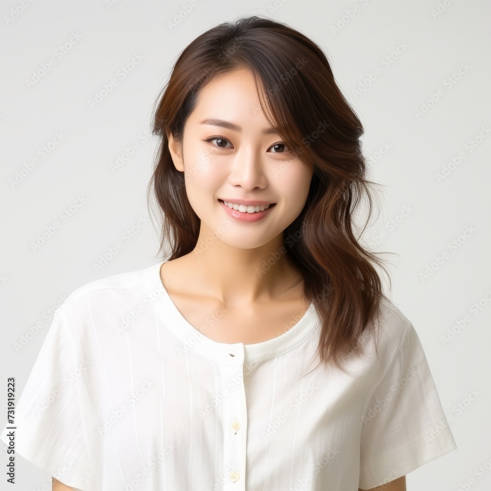 Portrait of a smiling young Asian woman for beauty and fashion industries
