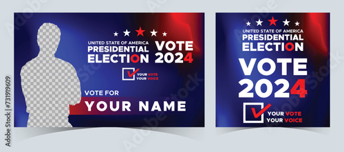 Set Of Vote 2024. Presidential election day in united states. Election 2024 USA. Political election campaign banner. background, post, Banner, card, poster design with Vote day November 5 US