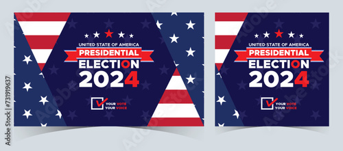 Set Of Vote 2024. Presidential election day in united states. Election 2024 USA. Political election campaign banner. background, post, Banner, card, poster design with Vote day November 5 US