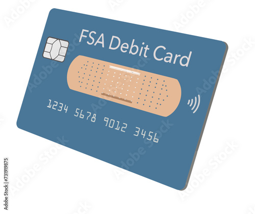 Here is a flexible spending account debit card also known as an FSA debit card. This is generic, mock, 3-d illustration.