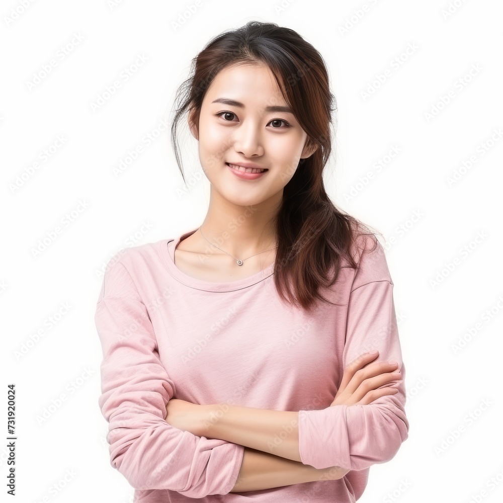 Portrait of a smiling young Asian woman potentially for fashion or cosmetics advertising Portrait of a smiling young Asian woman potentially for fashion or cosmetics advertising