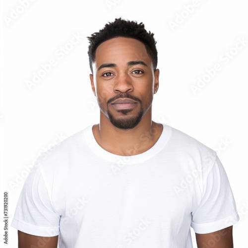 Portrait of a confident young African American man in a white t-shirt