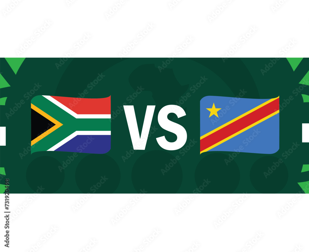 South Africa And Dr Congo Match Ribbon Flags African Nations 2023 Teams Countries African Football Symbol Logo Design Vector Illustration