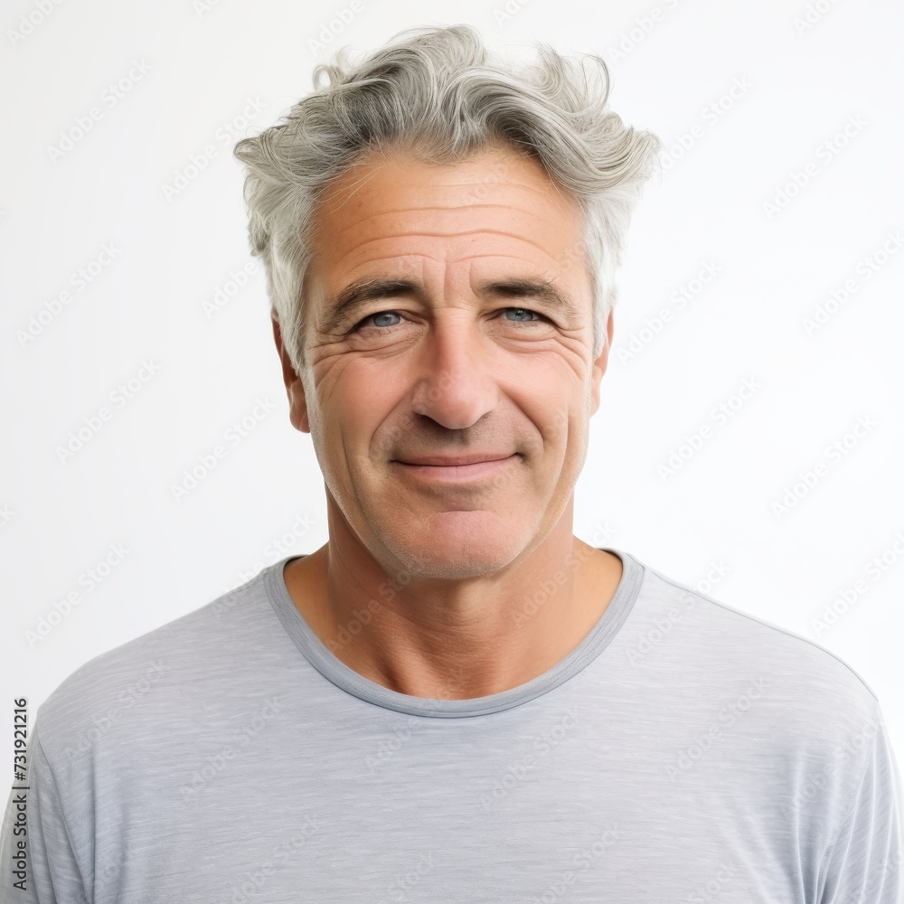 Portrait of a smiling mature man with grey hair for lifestyle and healthcare industry Portrait of a smiling mature man with grey hair for lifestyle and healthcare industry