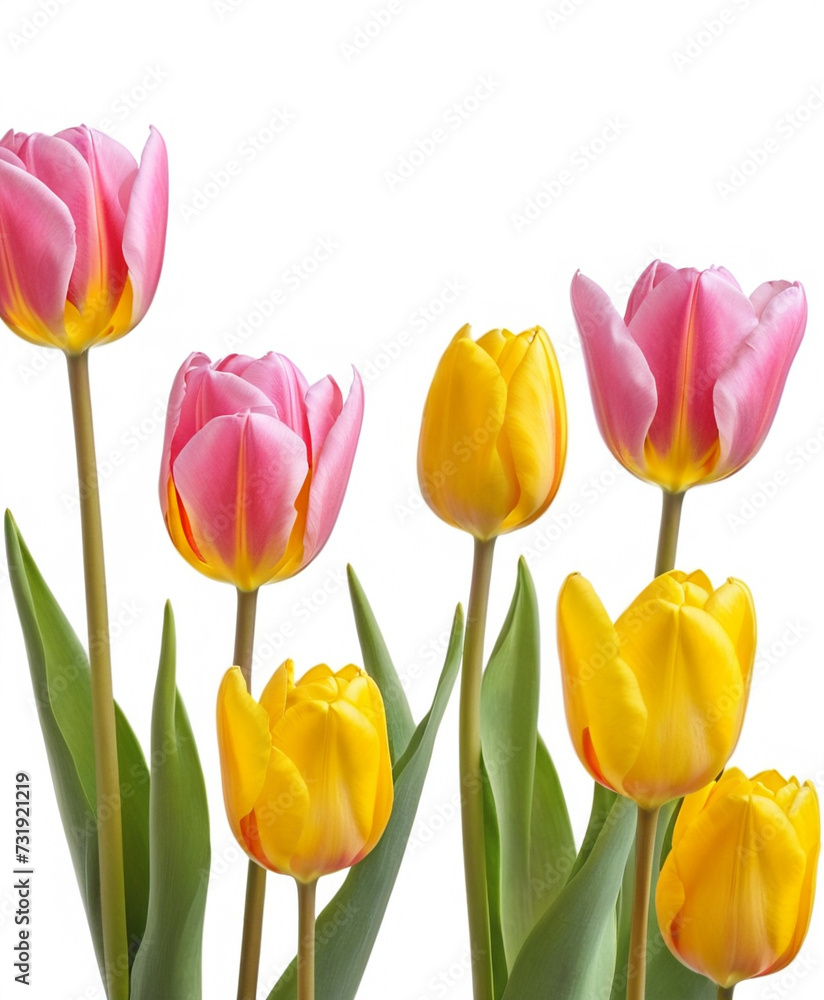 Yellow and pink tulips. Spring flowers Yellow and pink tulips. Spring flowers